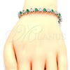 Pulsera Tennis 03.210.0076.6.08 Rodio Laminado, con Zirconia Cubica Verde y Blanca, Pulido, Rodinado (Grosor 08 MM, 8 Pulgadas de Largo)