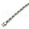 Pulsera Tennis 03.210.0076.6.08 Rodio Laminado, con Zirconia Cubica Verde y Blanca, Pulido, Rodinado (Grosor 08 MM, 8 Pulgadas de Largo)