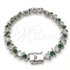 Pulsera Tennis 03.210.0076.6.08 Rodio Laminado, con Zirconia Cubica Verde y Blanca, Pulido, Rodinado (Grosor 08 MM, 8 Pulgadas de Largo)