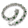 Pulsera Tennis 03.210.0076.6.08 Rodio Laminado, con Zirconia Cubica Verde y Blanca, Pulido, Rodinado (Grosor 08 MM, 8 Pulgadas de Largo)