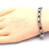 Pulsera Tennis 03.210.0076.7.08 Rodio Laminado, con Zirconia Cubica Zafiro Azul y Blanca, Pulido, Rodinado (Grosor 08 MM, 8 Pulgadas de Largo)