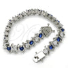 Pulsera Tennis 03.210.0076.7.08 Rodio Laminado, con Zirconia Cubica Zafiro Azul y Blanca, Pulido, Rodinado (Grosor 08 MM, 8 Pulgadas de Largo)