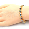 Pulsera Tennis 03.210.0077.3.08 Oro Laminado, con Zafiro Azul and Blanca Zirconia Cubica, Pulido, Tono Dorado (08 MM Thickness, 8 Inches Length)