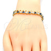 Pulsera Tennis 03.210.0077.3.08 Oro Laminado, con Zafiro Azul and Blanca Zirconia Cubica, Pulido, Tono Dorado (08 MM Thickness, 8 Inches Length)