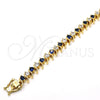 Pulsera Tennis 03.210.0077.3.08 Oro Laminado, con Zafiro Azul and Blanca Zirconia Cubica, Pulido, Tono Dorado (08 MM Thickness, 8 Inches Length)