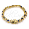 Pulsera Tennis 03.210.0077.3.08 Oro Laminado, con Zafiro Azul and Blanca Zirconia Cubica, Pulido, Tono Dorado (08 MM Thickness, 8 Inches Length)