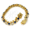 Pulsera Tennis 03.210.0077.3.08 Oro Laminado, con Zafiro Azul and Blanca Zirconia Cubica, Pulido, Tono Dorado (08 MM Thickness, 8 Inches Length)