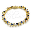 Pulsera Tennis 03.210.0077.3.08 Oro Laminado, con Zafiro Azul and Blanca Zirconia Cubica, Pulido, Tono Dorado (08 MM Thickness, 8 Inches Length)