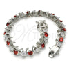 Pulsera Tennis 03.210.0077.5.08 Rodio Laminado, con Zirconia Cubica Granate y Blanca, Pulido, Rodinado (Grosor 08 MM, 8 Pulgadas de Largo)