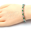 Pulsera Tennis 03.210.0077.6.08 Rodio Laminado, con Verde and Blanca Zirconia Cubica, Pulido, Rodinado (08 MM Thickness, 8 Inches Length)