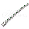 Pulsera Tennis 03.210.0077.6.08 Rodio Laminado, con Verde and Blanca Zirconia Cubica, Pulido, Rodinado (08 MM Thickness, 8 Inches Length)