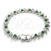 Pulsera Tennis 03.210.0077.6.08 Rodio Laminado, con Verde and Blanca Zirconia Cubica, Pulido, Rodinado (08 MM Thickness, 8 Inches Length)