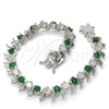 Pulsera Tennis 03.210.0077.6.08 Rodio Laminado, con Verde and Blanca Zirconia Cubica, Pulido, Rodinado (08 MM Thickness, 8 Inches Length)