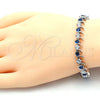 Pulsera Tennis 03.210.0077.7.08 Rodio Laminado, con Zirconia Cubica Zafiro Azul y Blanca, Pulido, Rodinado (Grosor 08 MM, 8 Pulgadas de Largo)