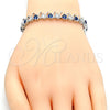 Pulsera Tennis 03.210.0077.7.08 Rodio Laminado, con Zirconia Cubica Zafiro Azul y Blanca, Pulido, Rodinado (Grosor 08 MM, 8 Pulgadas de Largo)