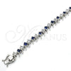 Pulsera Tennis 03.210.0077.7.08 Rodio Laminado, con Zirconia Cubica Zafiro Azul y Blanca, Pulido, Rodinado (Grosor 08 MM, 8 Pulgadas de Largo)