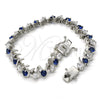 Pulsera Tennis 03.210.0077.7.08 Rodio Laminado, con Zirconia Cubica Zafiro Azul y Blanca, Pulido, Rodinado (Grosor 08 MM, 8 Pulgadas de Largo)