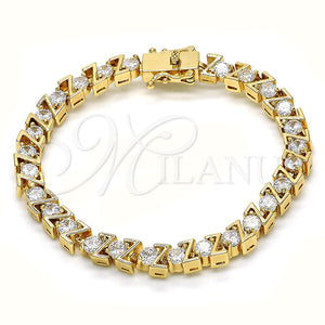 Pulsera Tennis 03.210.0078.08 Oro Laminado, con Blanca Zirconia Cubica, Pulido, Tono Dorado (06 MM Thickness, 8 Inches Length)