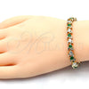 Pulsera Tennis 03.210.0078.2.08 Oro Laminado, con Verde and Blanca Zirconia Cubica, Pulido, Tono Dorado (06 MM Thickness, 8 Inches Length)