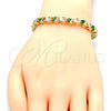 Pulsera Tennis 03.210.0078.2.08 Oro Laminado, con Verde and Blanca Zirconia Cubica, Pulido, Tono Dorado (06 MM Thickness, 8 Inches Length)