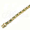 Pulsera Tennis 03.210.0078.2.08 Oro Laminado, con Verde and Blanca Zirconia Cubica, Pulido, Tono Dorado (06 MM Thickness, 8 Inches Length)