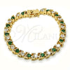 Pulsera Tennis 03.210.0078.2.08 Oro Laminado, con Verde and Blanca Zirconia Cubica, Pulido, Tono Dorado (06 MM Thickness, 8 Inches Length)