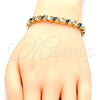 Pulsera Tennis 03.210.0078.3.08 Oro Laminado, con Zafiro Azul and Blanca Zirconia Cubica, Pulido, Tono Dorado (06 MM Thickness, 8 Inches Length)