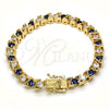 Pulsera Tennis 03.210.0078.3.08 Oro Laminado, con Zafiro Azul and Blanca Zirconia Cubica, Pulido, Tono Dorado (06 MM Thickness, 8 Inches Length)
