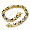 Pulsera Tennis 03.210.0078.3.08 Oro Laminado, con Zafiro Azul and Blanca Zirconia Cubica, Pulido, Tono Dorado (06 MM Thickness, 8 Inches Length)