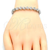 Pulsera Tennis 03.210.0078.4.08 Rodio Laminado, con Blanca Zirconia Cubica, Pulido, Rodinado (06 MM Thickness, 8 Inches Length)