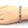 Pulsera Tennis 03.210.0078.5.08 Rodio Laminado, con Zirconia Cubica Granate y Blanca, Pulido, Rodinado (Grosor 06 MM, 8 Pulgadas de Largo)