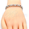 Pulsera Tennis 03.210.0078.5.08 Rodio Laminado, con Zirconia Cubica Granate y Blanca, Pulido, Rodinado (Grosor 06 MM, 8 Pulgadas de Largo)