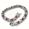 Pulsera Tennis 03.210.0078.5.08 Rodio Laminado, con Zirconia Cubica Granate y Blanca, Pulido, Rodinado (Grosor 06 MM, 8 Pulgadas de Largo)