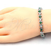 Pulsera Tennis 03.210.0078.6.08 Rodio Laminado, con Zirconia Cubica Verde y Blanca, Pulido, Rodinado (Grosor 06 MM, 8 Pulgadas de Largo)