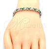 Pulsera Tennis 03.210.0078.6.08 Rodio Laminado, con Zirconia Cubica Verde y Blanca, Pulido, Rodinado (Grosor 06 MM, 8 Pulgadas de Largo)