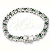 Pulsera Tennis 03.210.0078.6.08 Rodio Laminado, con Zirconia Cubica Verde y Blanca, Pulido, Rodinado (Grosor 06 MM, 8 Pulgadas de Largo)