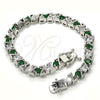 Pulsera Tennis 03.210.0078.6.08 Rodio Laminado, con Zirconia Cubica Verde y Blanca, Pulido, Rodinado (Grosor 06 MM, 8 Pulgadas de Largo)