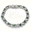 Pulsera Tennis 03.210.0078.6.08 Rodio Laminado, con Zirconia Cubica Verde y Blanca, Pulido, Rodinado (Grosor 06 MM, 8 Pulgadas de Largo)