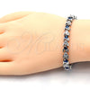 Pulsera Tennis 03.210.0078.7.08 Rodio Laminado, con Zirconia Cubica Zafiro Azul y Blanca, Pulido, Rodinado (Grosor 06 MM, 8 Pulgadas de Largo)