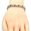 Pulsera Tennis 03.210.0078.7.08 Rodio Laminado, con Zirconia Cubica Zafiro Azul y Blanca, Pulido, Rodinado (Grosor 06 MM, 8 Pulgadas de Largo)