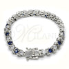 Pulsera Tennis 03.210.0078.7.08 Rodio Laminado, con Zirconia Cubica Zafiro Azul y Blanca, Pulido, Rodinado (Grosor 06 MM, 8 Pulgadas de Largo)