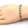 Pulsera Tennis 03.210.0079.2.08 Oro Laminado, con Verde and Blanca Zirconia Cubica, Pulido, Tono Dorado (05 MM Thickness, 8 Inches Length)