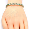Pulsera Tennis 03.210.0079.2.08 Oro Laminado, con Verde and Blanca Zirconia Cubica, Pulido, Tono Dorado (05 MM Thickness, 8 Inches Length)