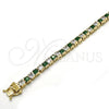 Pulsera Tennis 03.210.0079.2.08 Oro Laminado, con Verde and Blanca Zirconia Cubica, Pulido, Tono Dorado (05 MM Thickness, 8 Inches Length)