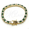 Pulsera Tennis 03.210.0079.2.08 Oro Laminado, con Verde and Blanca Zirconia Cubica, Pulido, Tono Dorado (05 MM Thickness, 8 Inches Length)