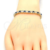 Pulsera Tennis 03.210.0079.3.08 Oro Laminado, con Zafiro Azul and Blanca Zirconia Cubica, Pulido, Tono Dorado (05 MM Thickness, 8 Inches Length)