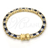 Pulsera Tennis 03.210.0079.3.08 Oro Laminado, con Zafiro Azul and Blanca Zirconia Cubica, Pulido, Tono Dorado (05 MM Thickness, 8 Inches Length)