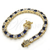 Pulsera Tennis 03.210.0079.3.08 Oro Laminado, con Zafiro Azul and Blanca Zirconia Cubica, Pulido, Tono Dorado (05 MM Thickness, 8 Inches Length)