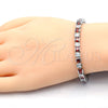 Pulsera Tennis 03.210.0079.5.08 Rodio Laminado, con Zirconia Cubica Granate y Blanca, Pulido, Rodinado (Grosor 05 MM, 8 Pulgadas de Largo)
