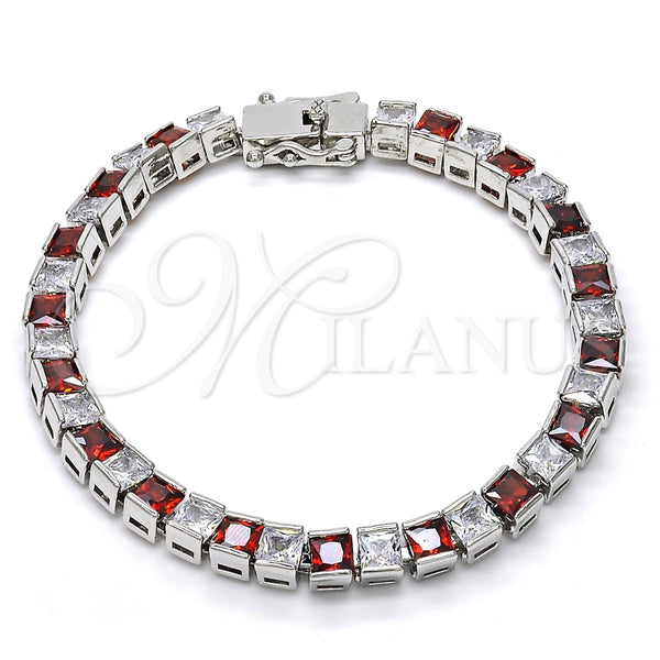 Pulsera Tennis 03.210.0079.5.08 Rodio Laminado, con Zirconia Cubica Granate y Blanca, Pulido, Rodinado (Grosor 05 MM, 8 Pulgadas de Largo)